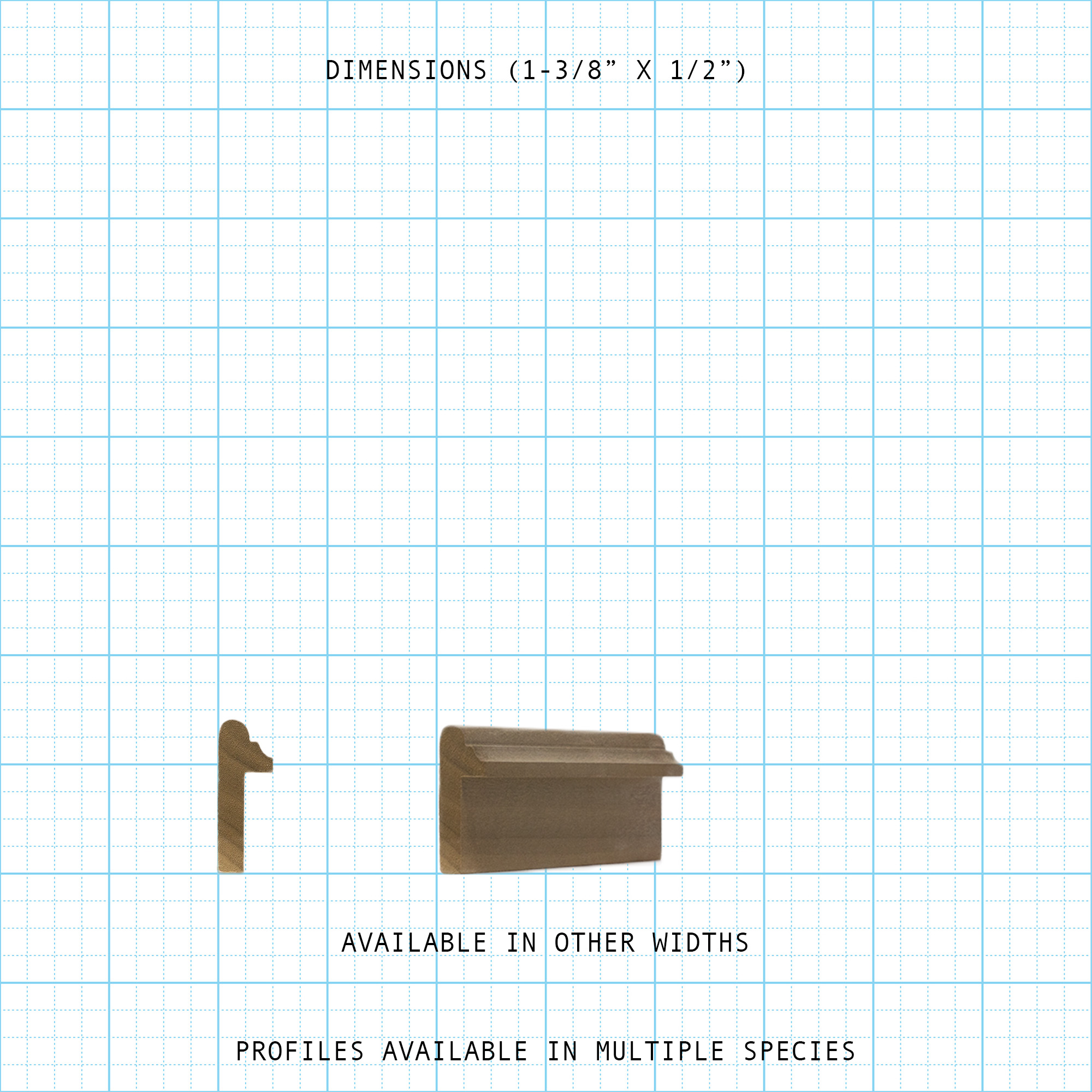 Detailed view of a 1-3/8" x 1/2" Back Band molding profile.