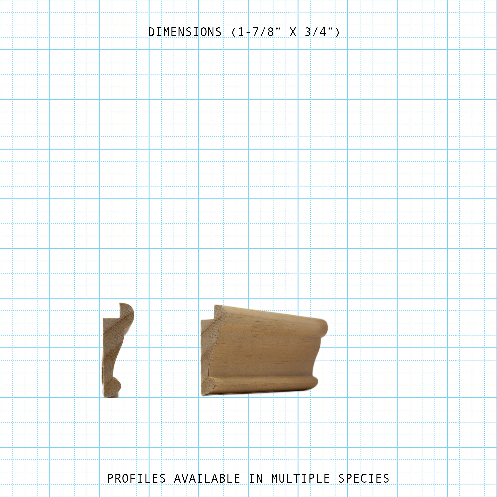 Back Band moulding profile, 1-7/8" x 3/4" wooden trim.