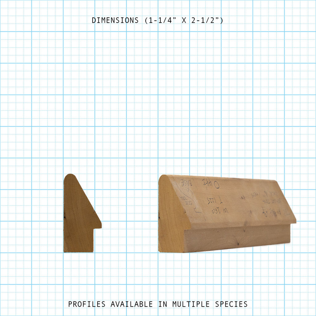Wooden back band molding profile with stated dimensions 1-1/4" x 2-1/2".