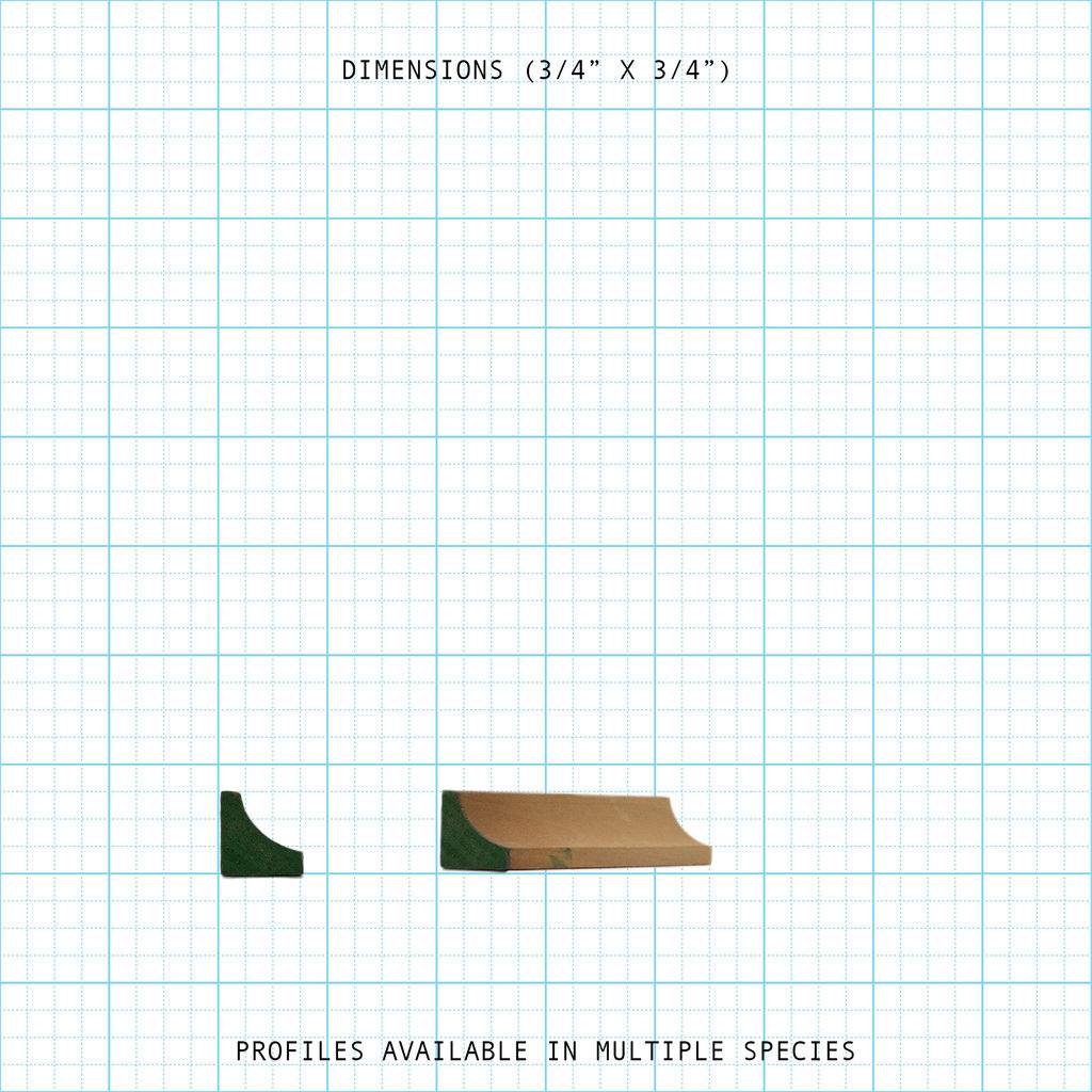 Detailed 3/4" x 3/4" bead cove molding profile and another trim profile.