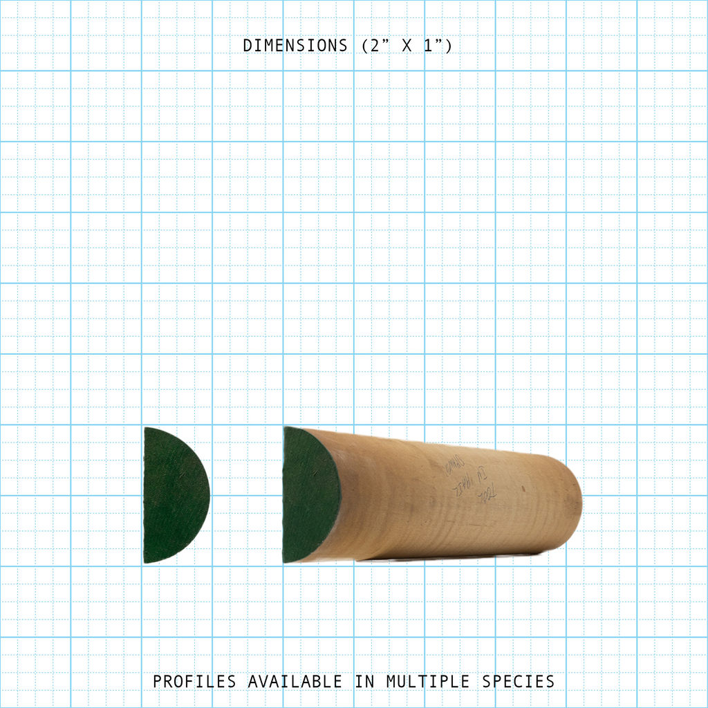 2x1 inch bead cove moulding profile, available in multiple species