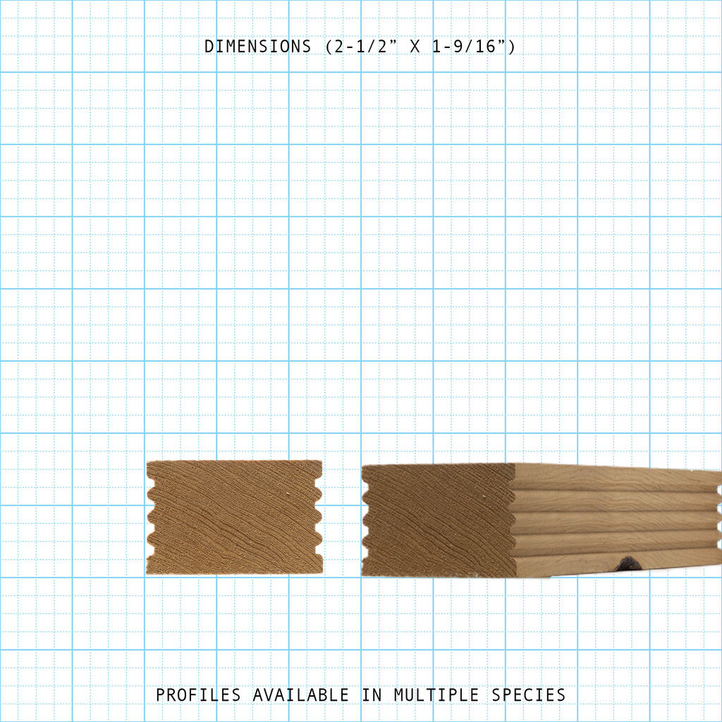 Diagram of a bead cove wood molding profile with dimensions 2-1/2" x 1-9/16".