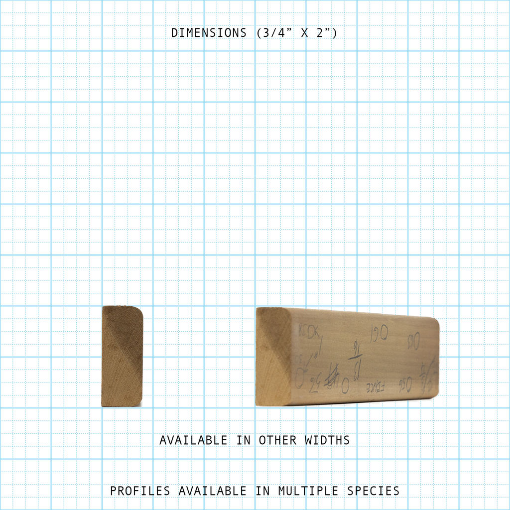 Wood bead profile (3/4" x 2") from Bead Cove, available in multiple widths & species.