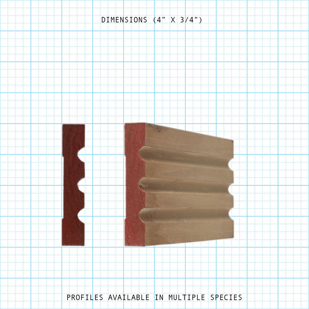 4" x 3/4" bead cove wood molding profile