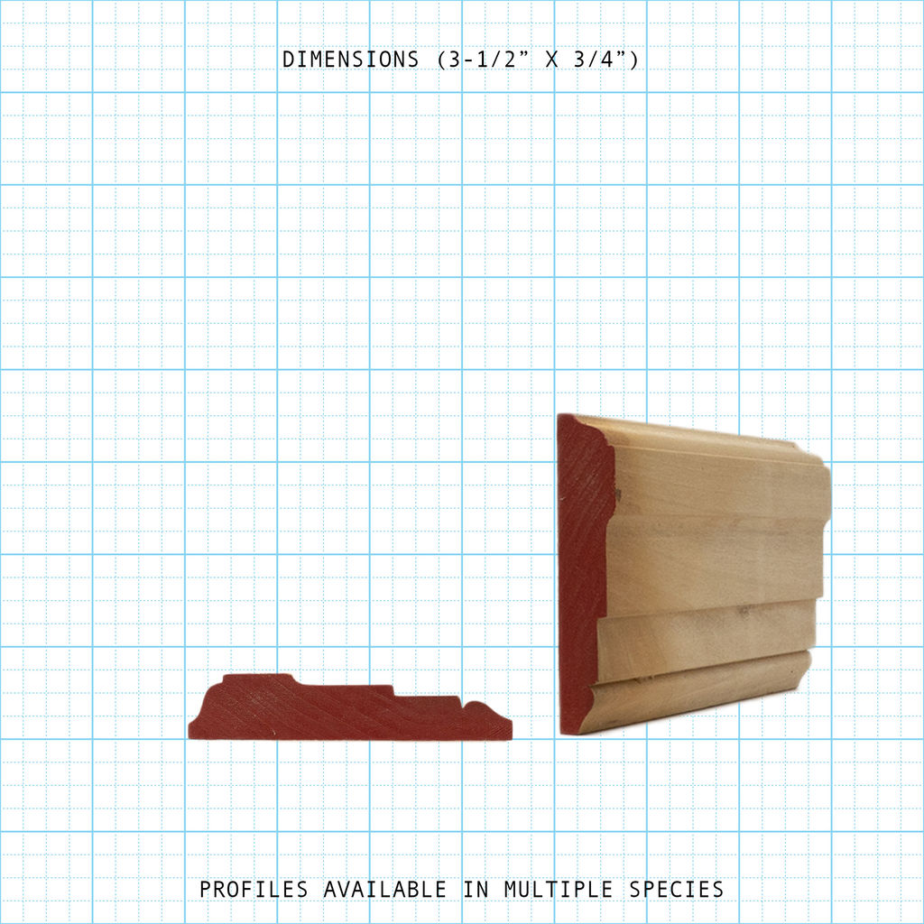 Casing wood molding profile diagram, 3-1/2" x 3/4" dimensions.