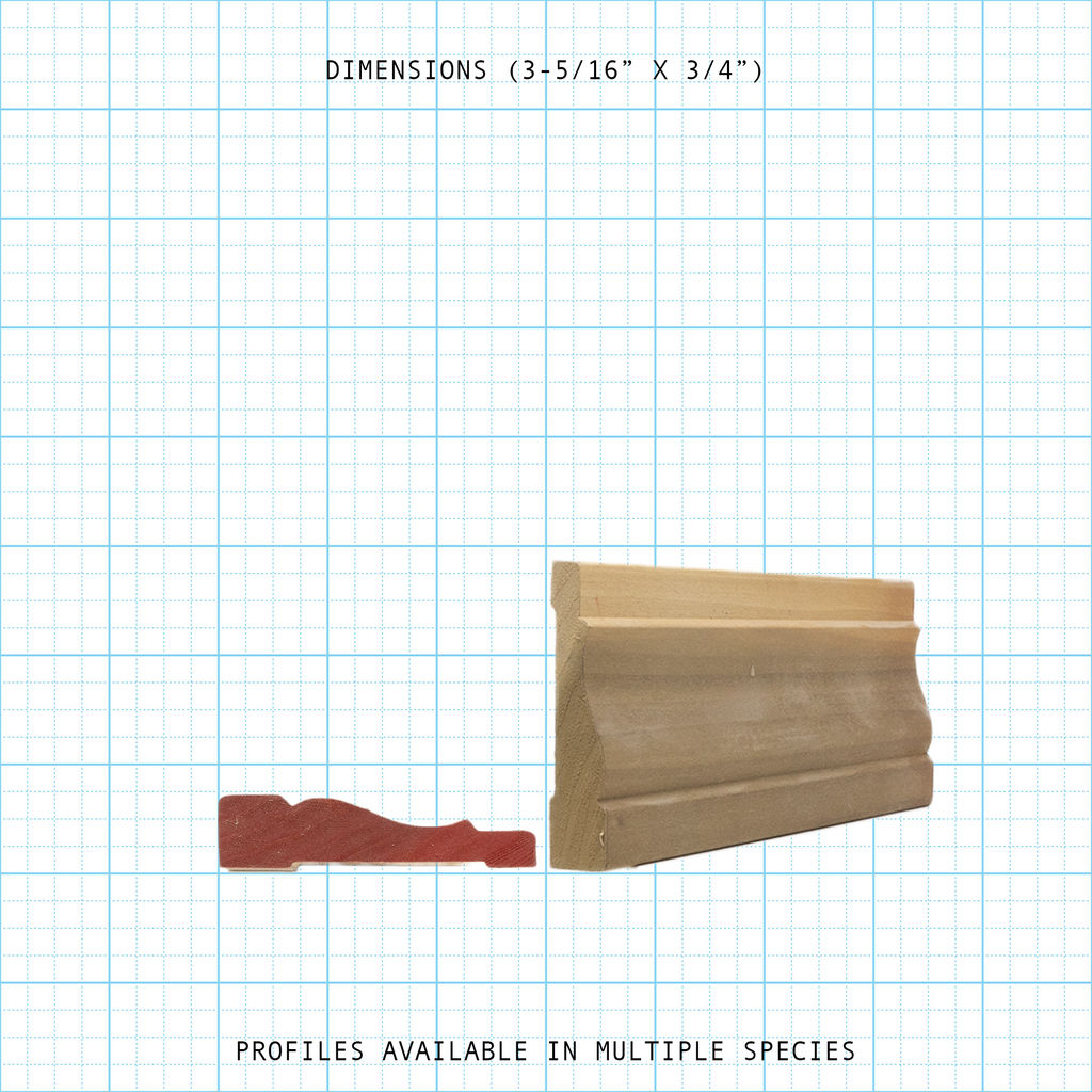 Casing wood molding profile diagram, 3-5/16" x 3/4" dimensions.