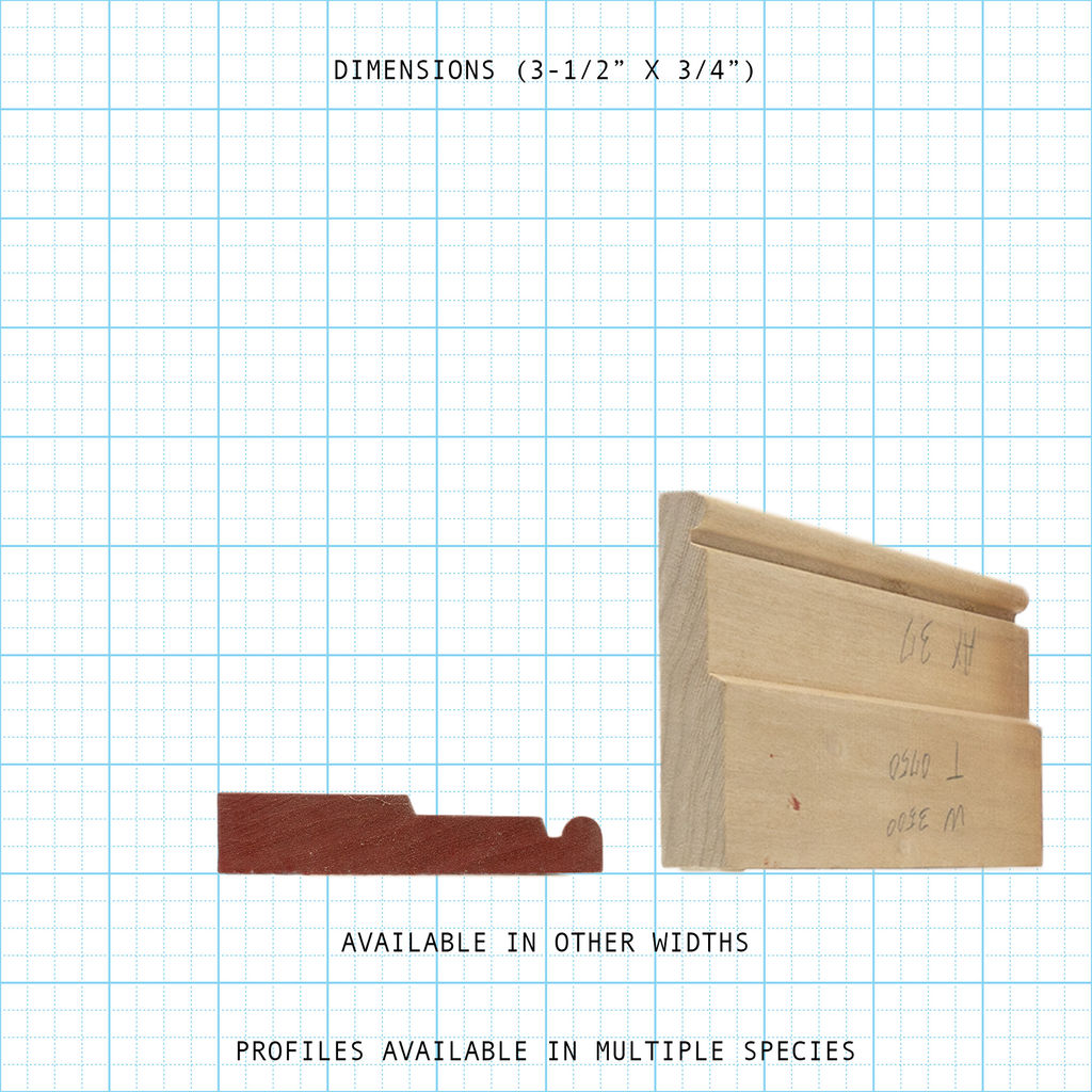 Casing wood molding profile diagram, 3-1/2" x 3/4" dimensions.