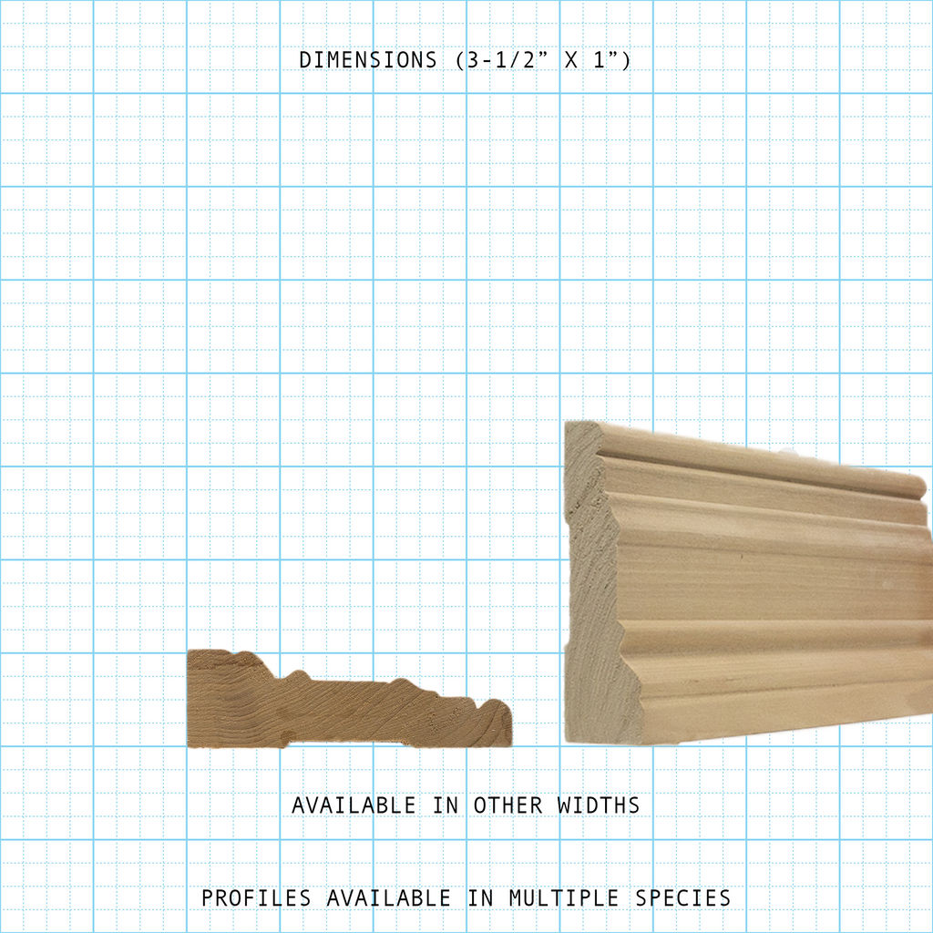 Casing wood molding profile diagram, 3-1/2" x 1" dimensions.