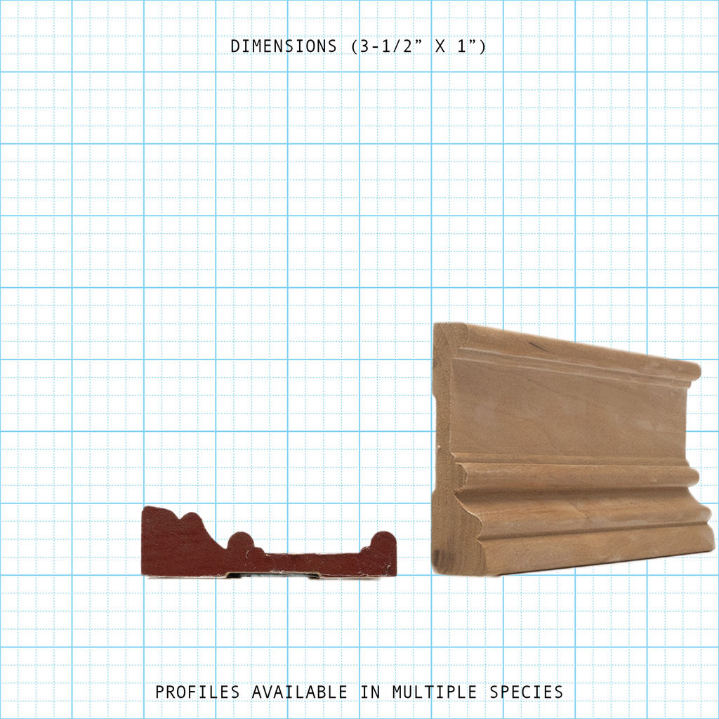 Casing wood molding profile diagram, 3-1/2" x 1" dimensions.