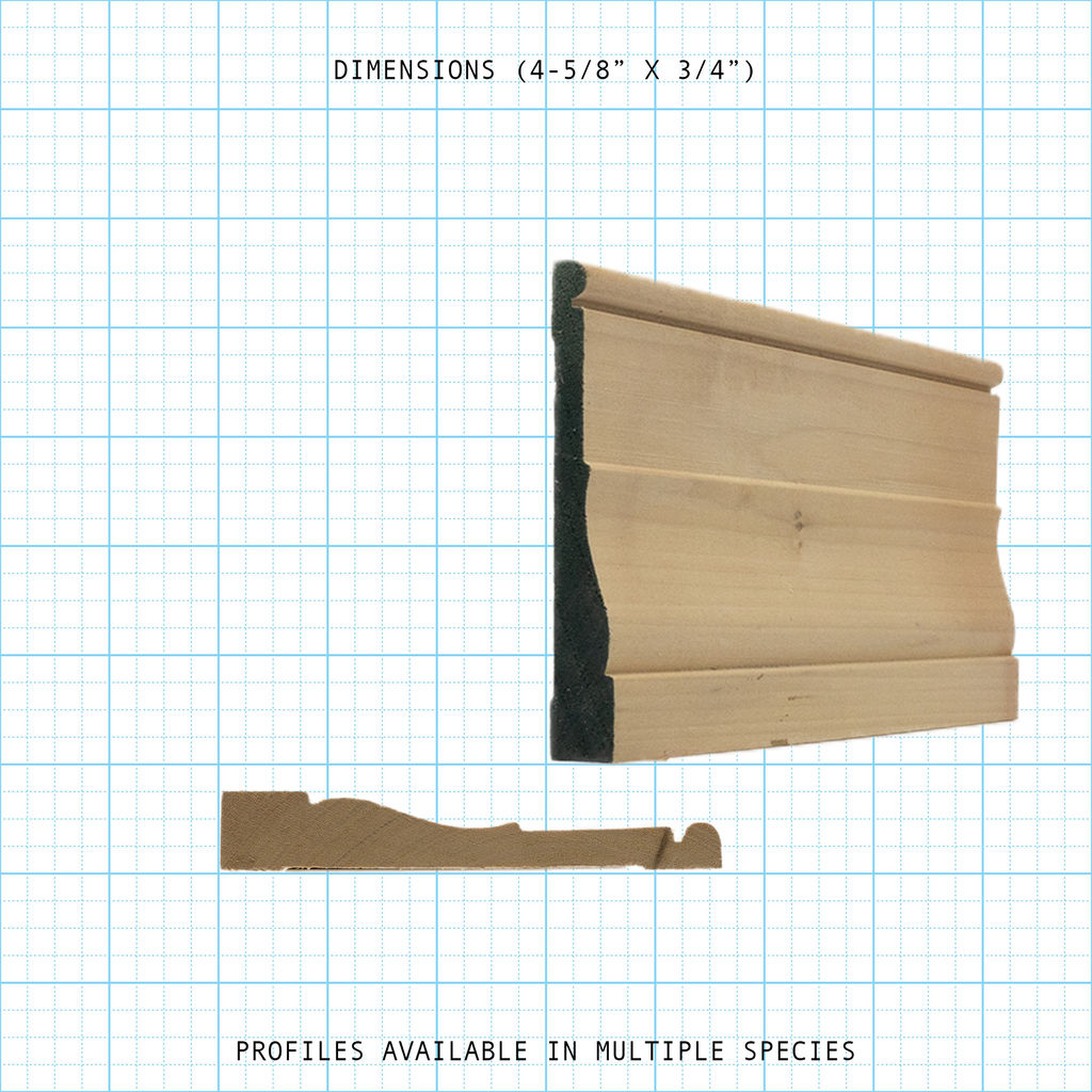 Casing wood molding profile diagram, 4-5/8" x 3/4" dimensions.