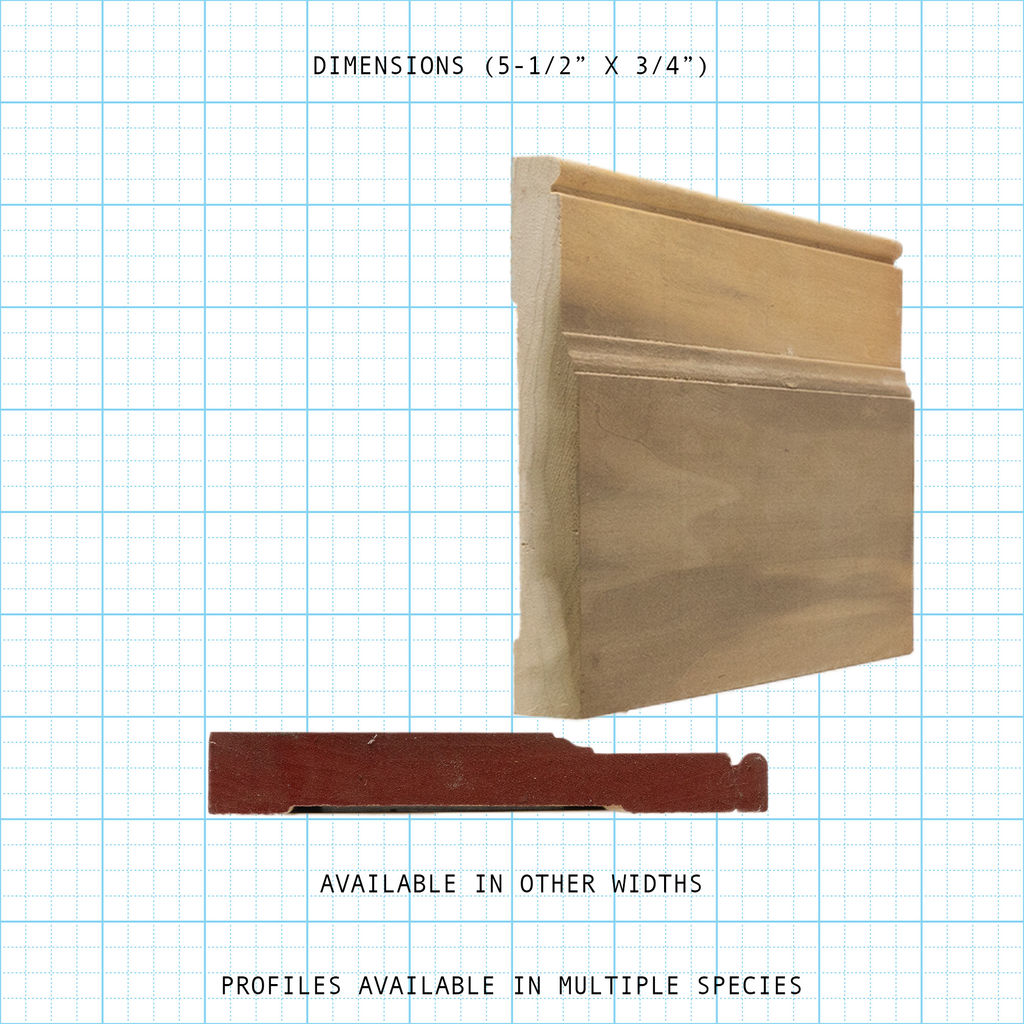 Casing wood molding profile diagram, 5-1/2" x 3/4" dimensions.