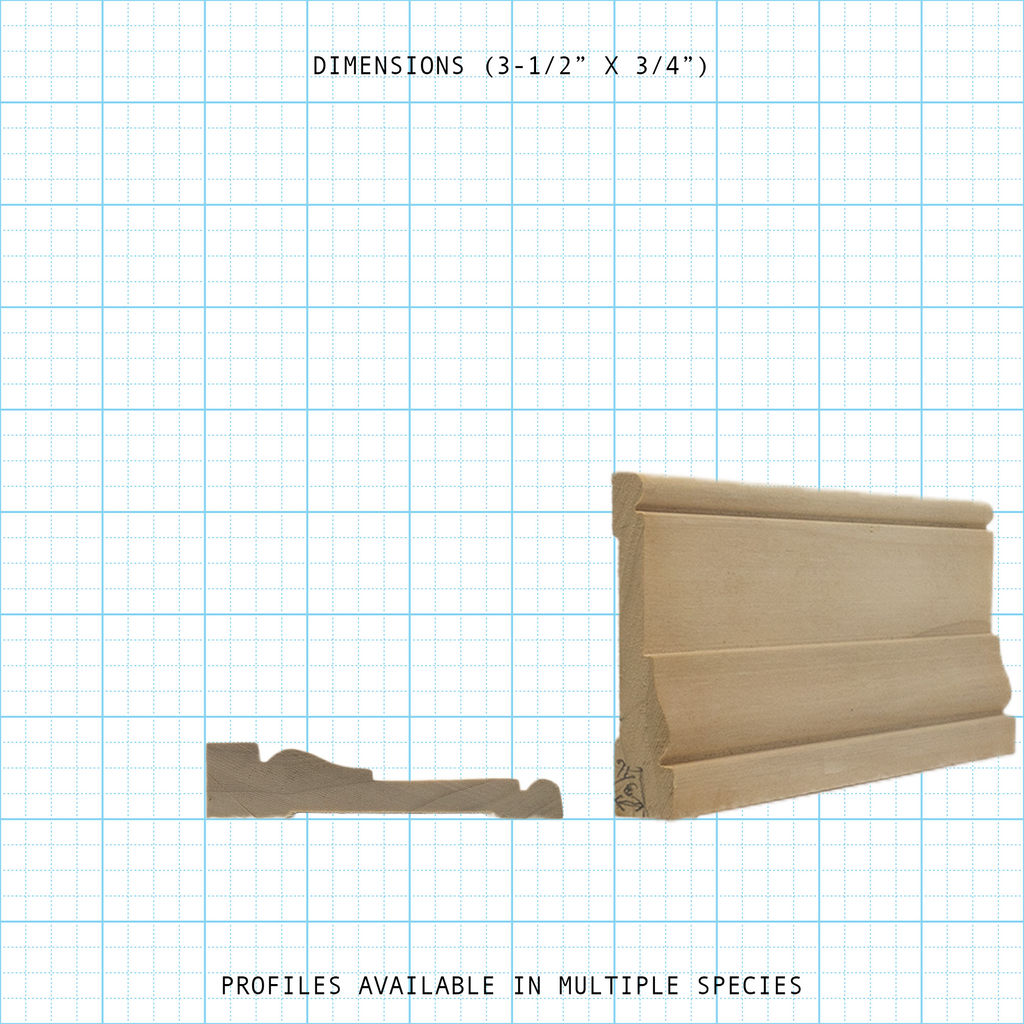 Casing wood molding profile diagram, 3-1/2" x 3/4" dimensions.