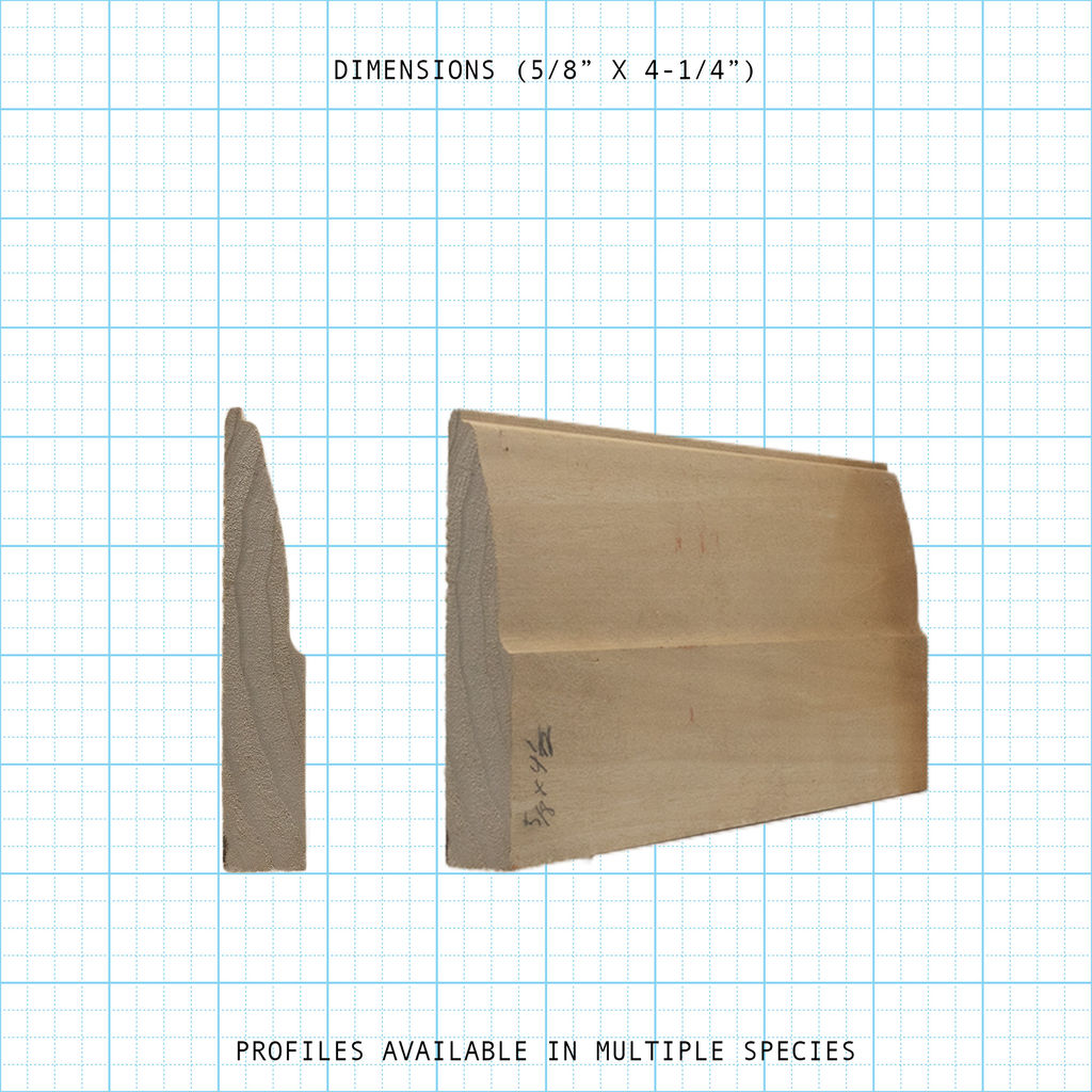 Casing wood molding profile diagram, 5/8" x 4-1/4" dimensions.