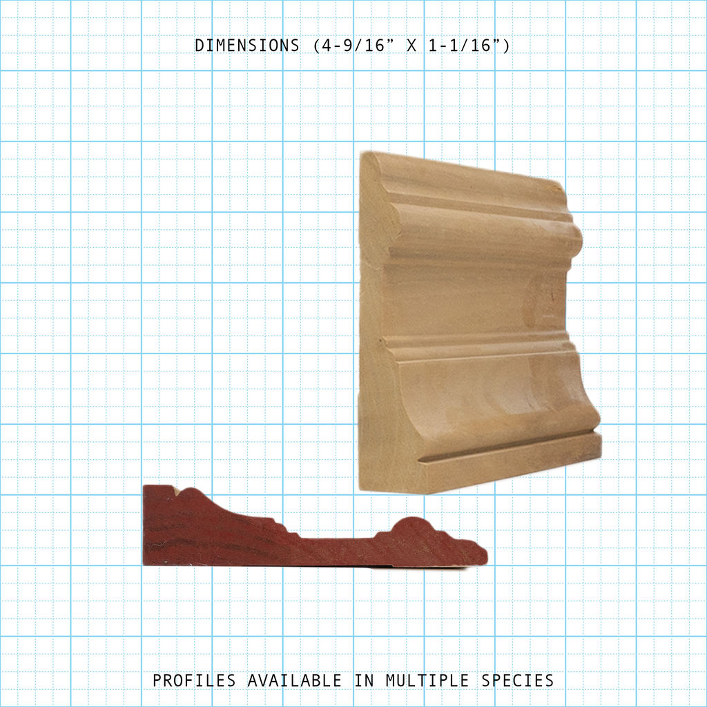 Casing wood molding profile diagram, 4-9/16" x 1-1/16" dimensions.