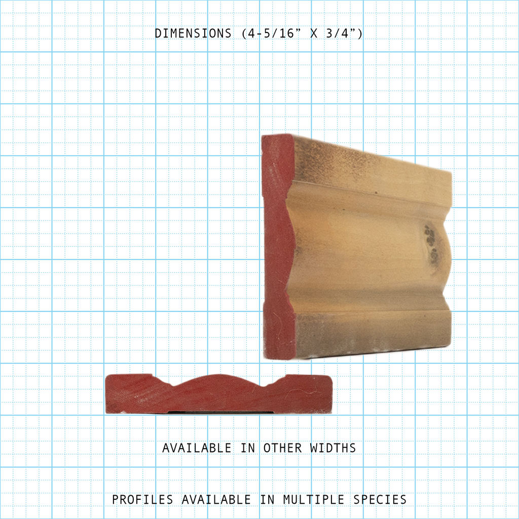 Casing wood molding profile diagram, 4-5/16" x 3/4" dimensions.