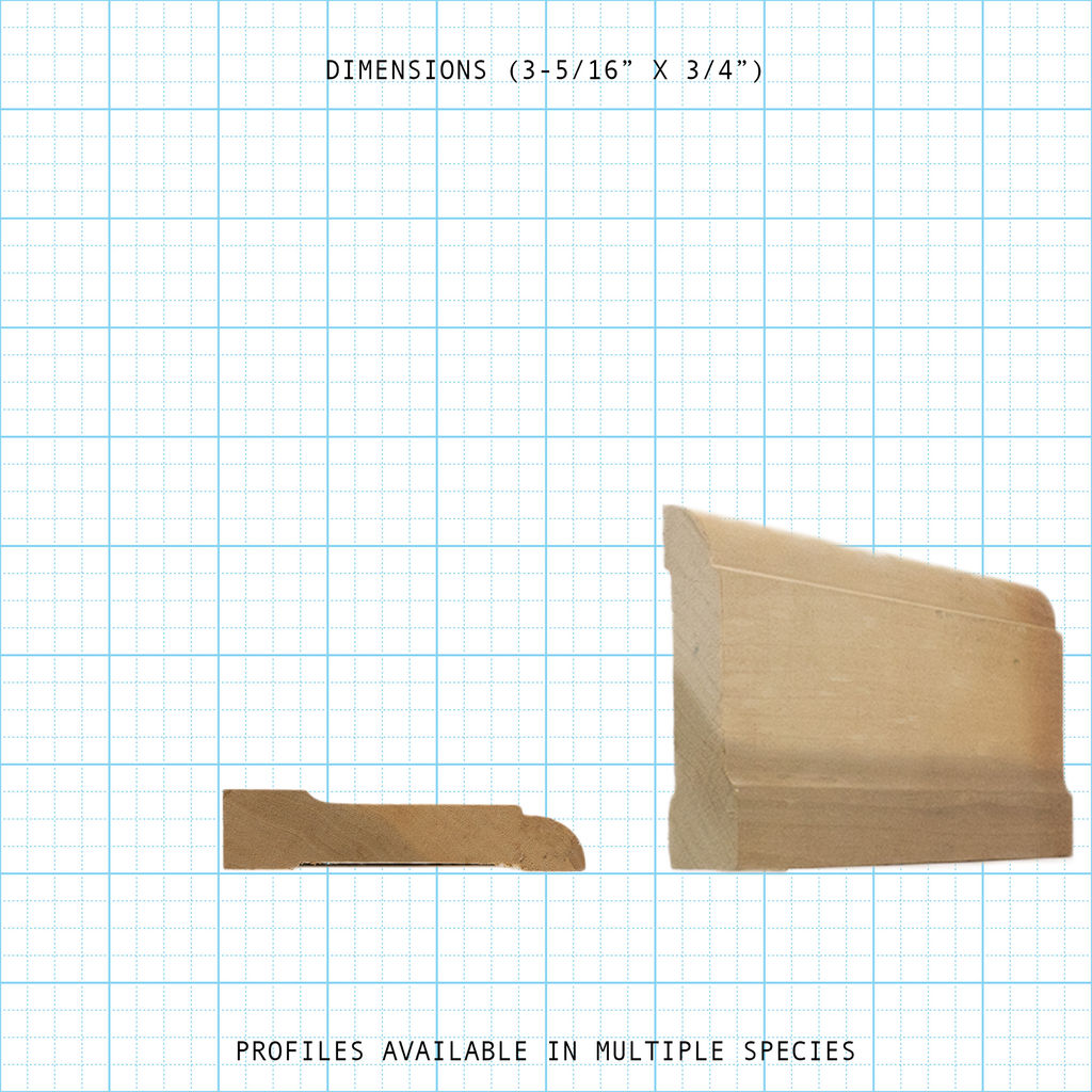 Casing wood molding profile diagram, 3-5/16" x 3/4" dimensions.
