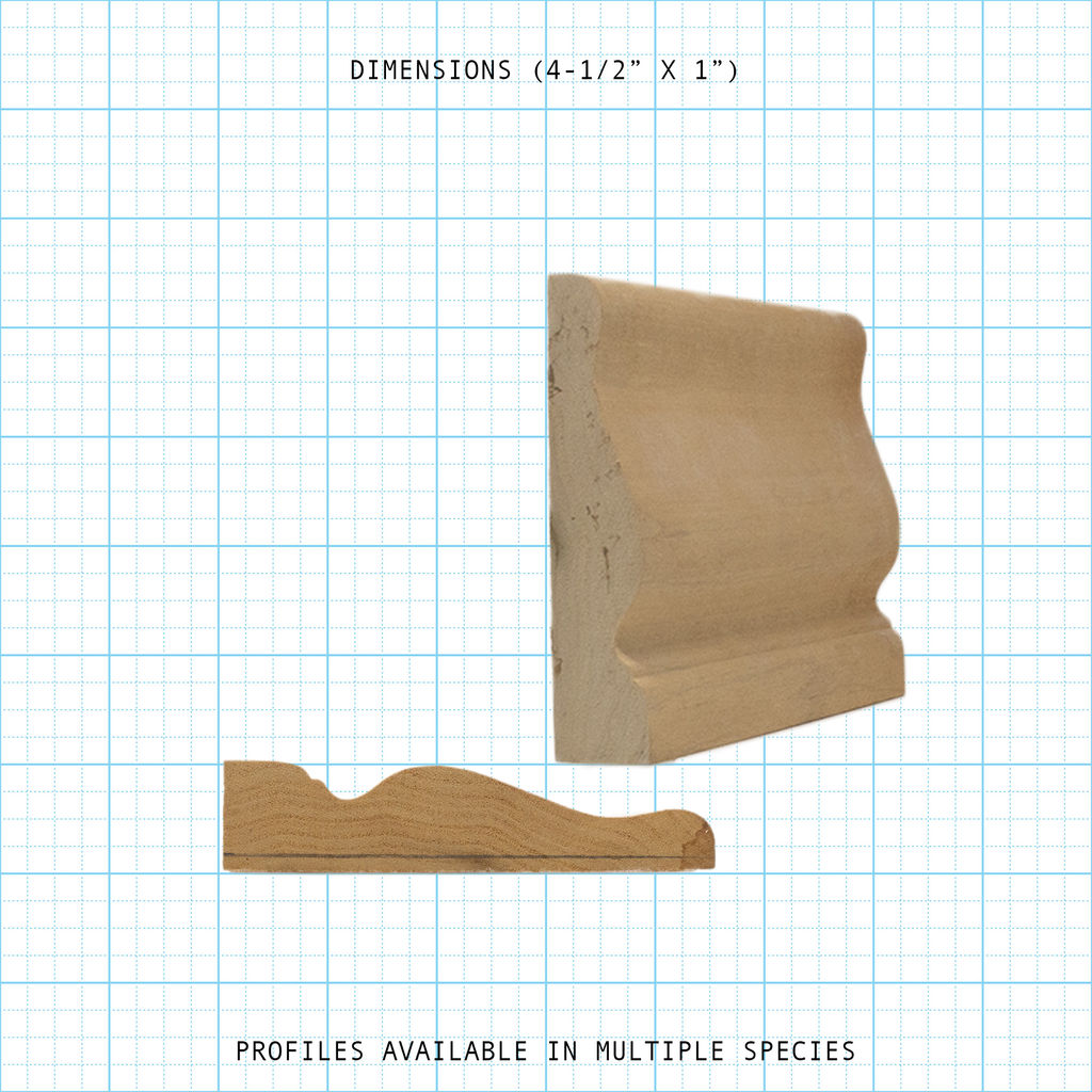 Casing wood molding profile diagram, 4-1/2" x 1" dimensions.