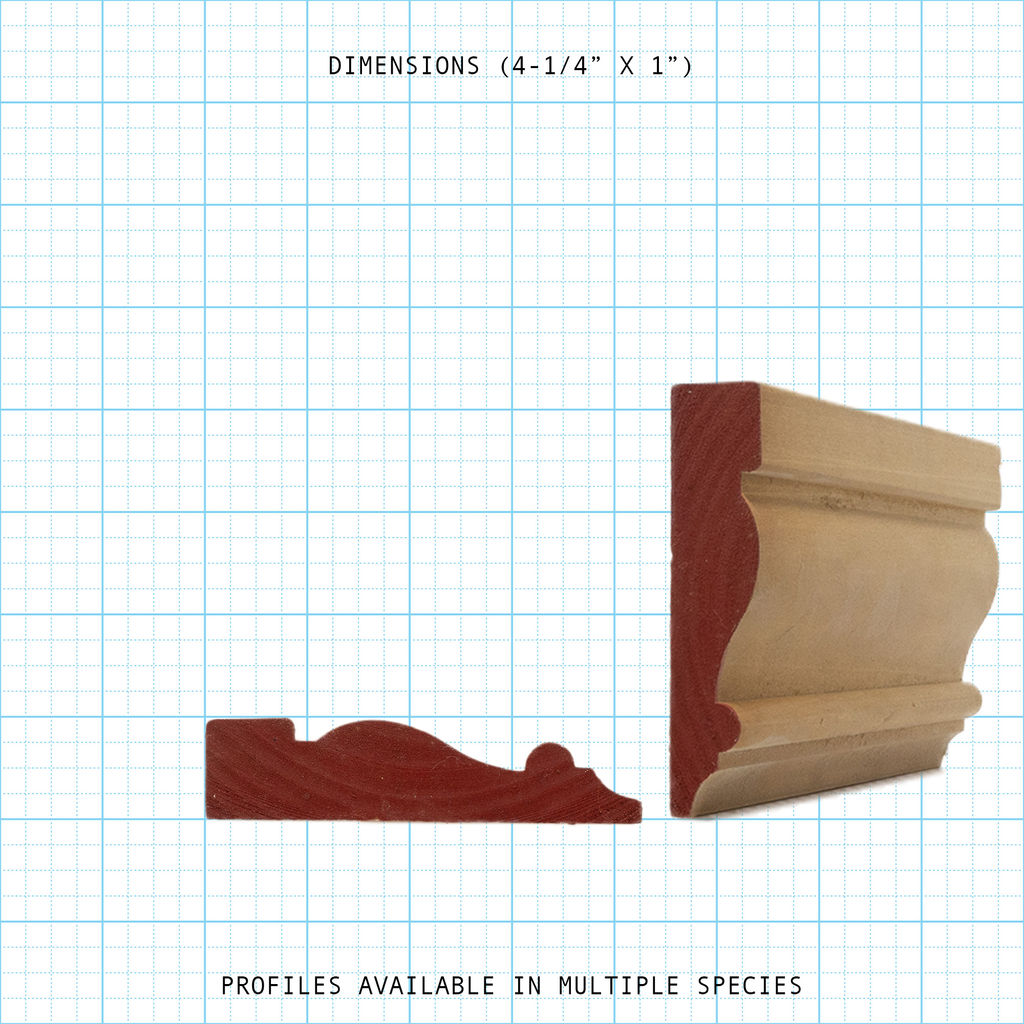 Casing wood molding profile diagram, 4-1/4" x 1" dimensions.