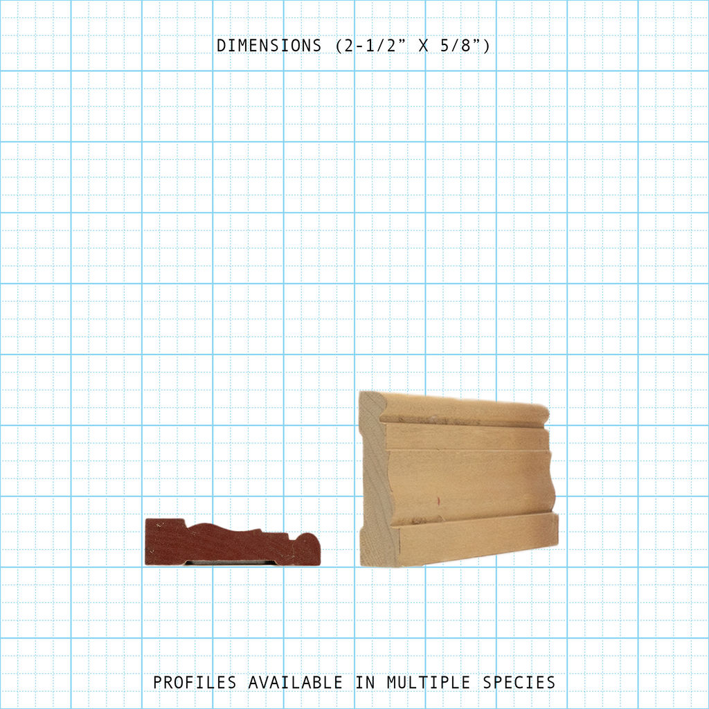 Casings-C-7: Casing wood molding profile diagram, 2-1/2" x 5/8" dimensions.