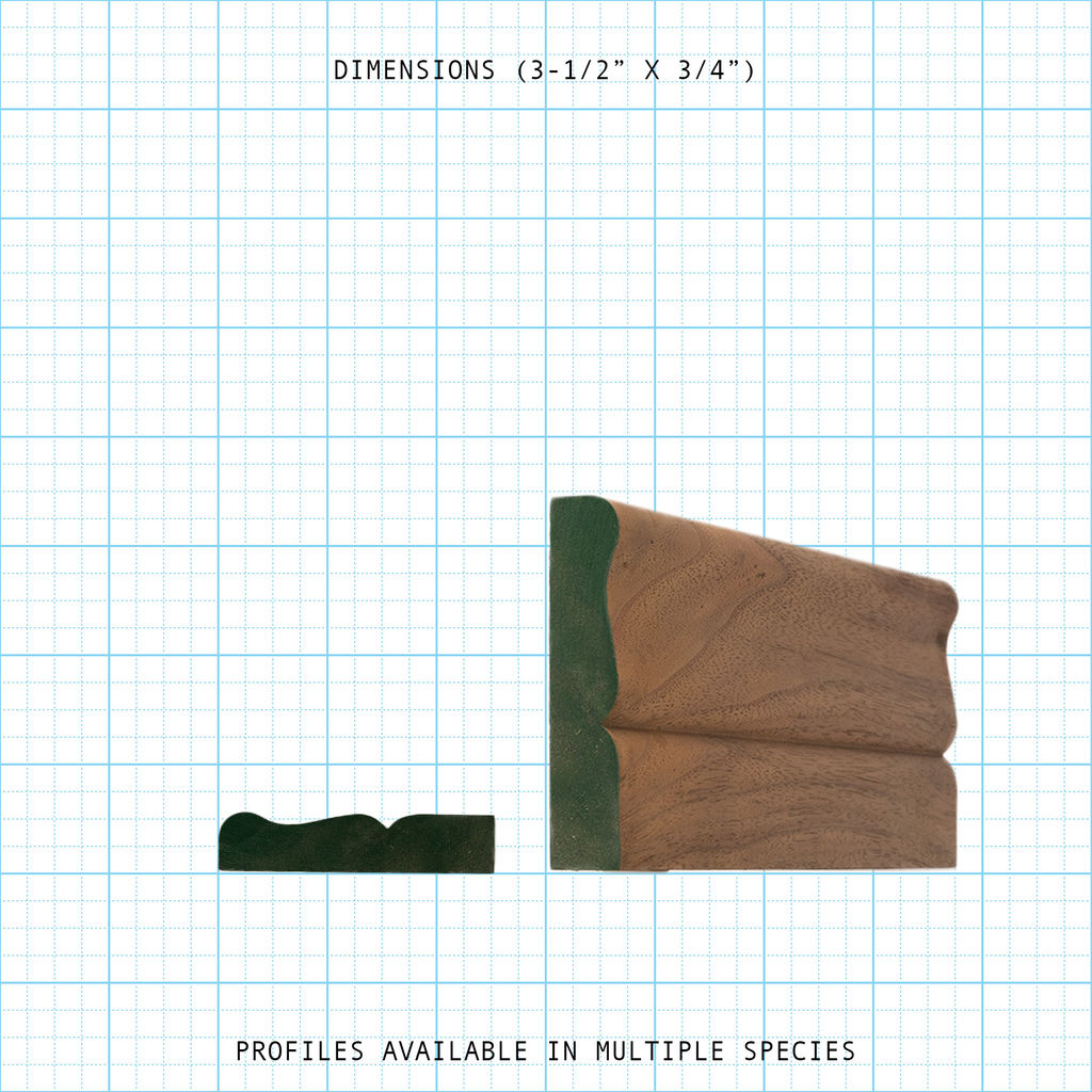 Casing wood molding profile diagram, 3-1/2" x 3/4" dimensions.