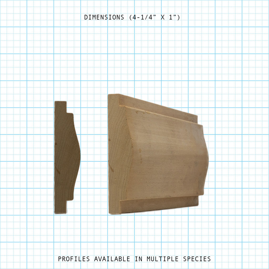Chair rail wood molding profile diagram, 4-1/2" x 1" dimensions.