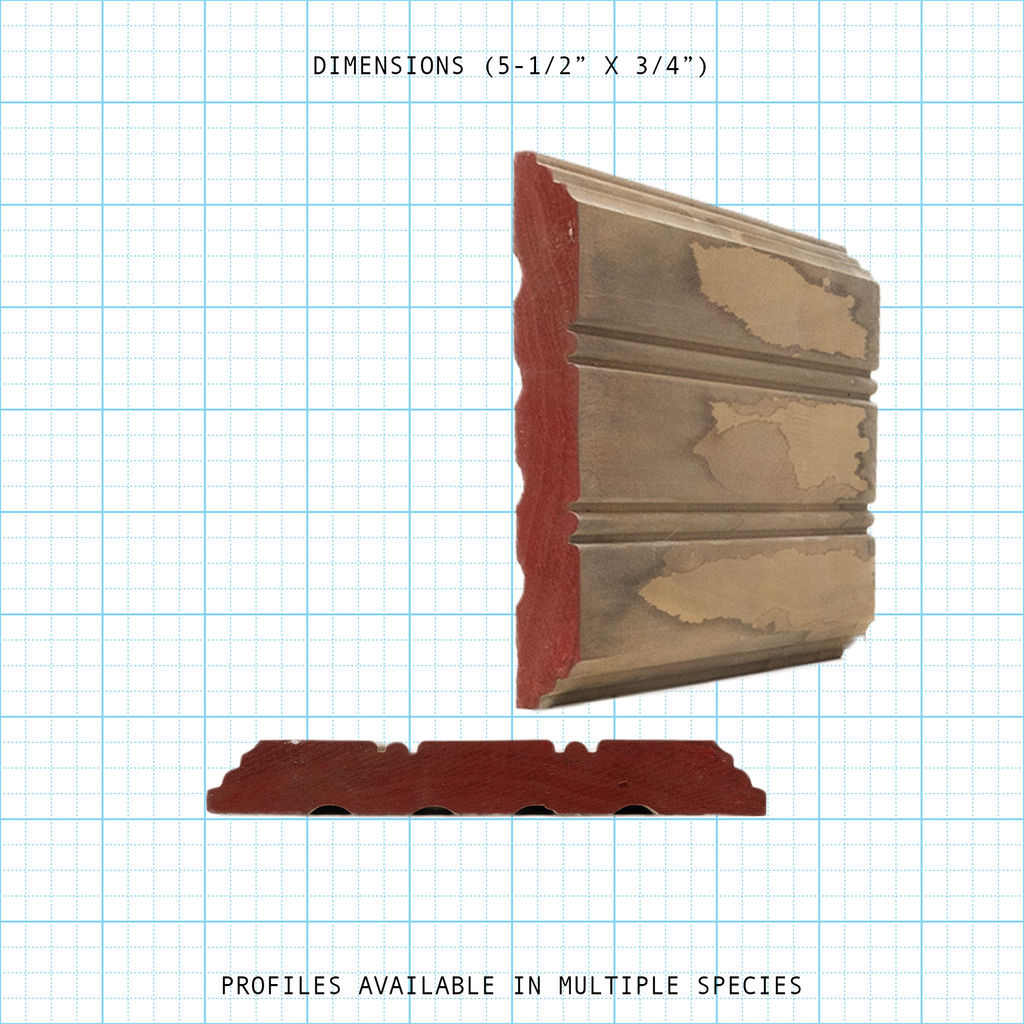 Chair rail wood molding profile diagram, 5-1/2" x 3/4" dimensions.