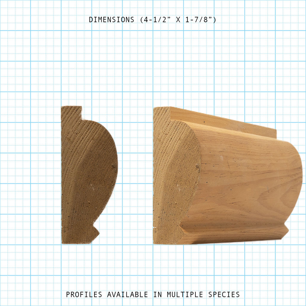 Chair rail wood molding profile diagram, 4-1/2" x 1-7/8" dimensions.