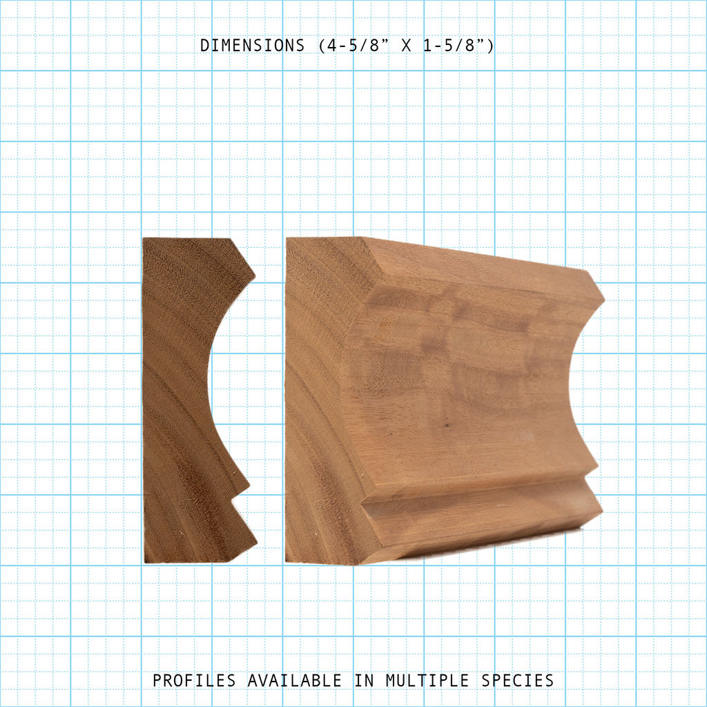 Chair rail wood molding profile diagram, 4-5/8" x 1-5/8" dimensions.