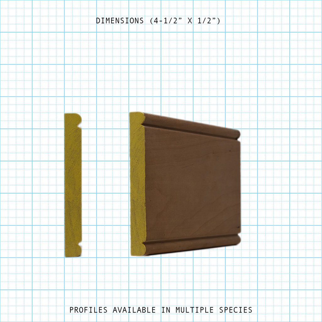 Chair rail wood molding profile diagram, 4-1/2" x 1/2" dimensions.