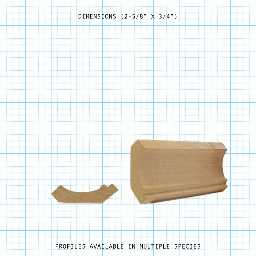 Crown wood molding profile diagram, 2-5/8" x 3/4" dimensions.