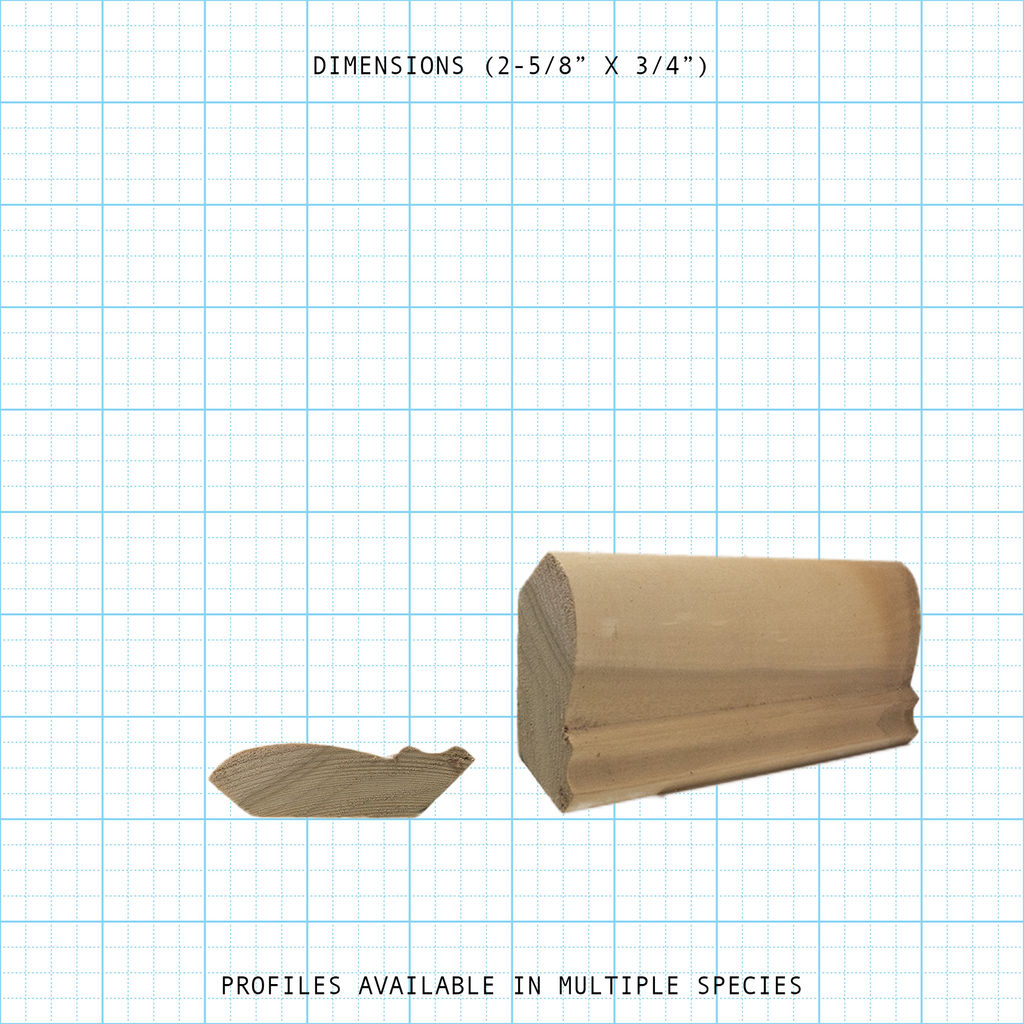 Crown wood molding profile diagram, 2-5/8" x 3/4" dimensions.