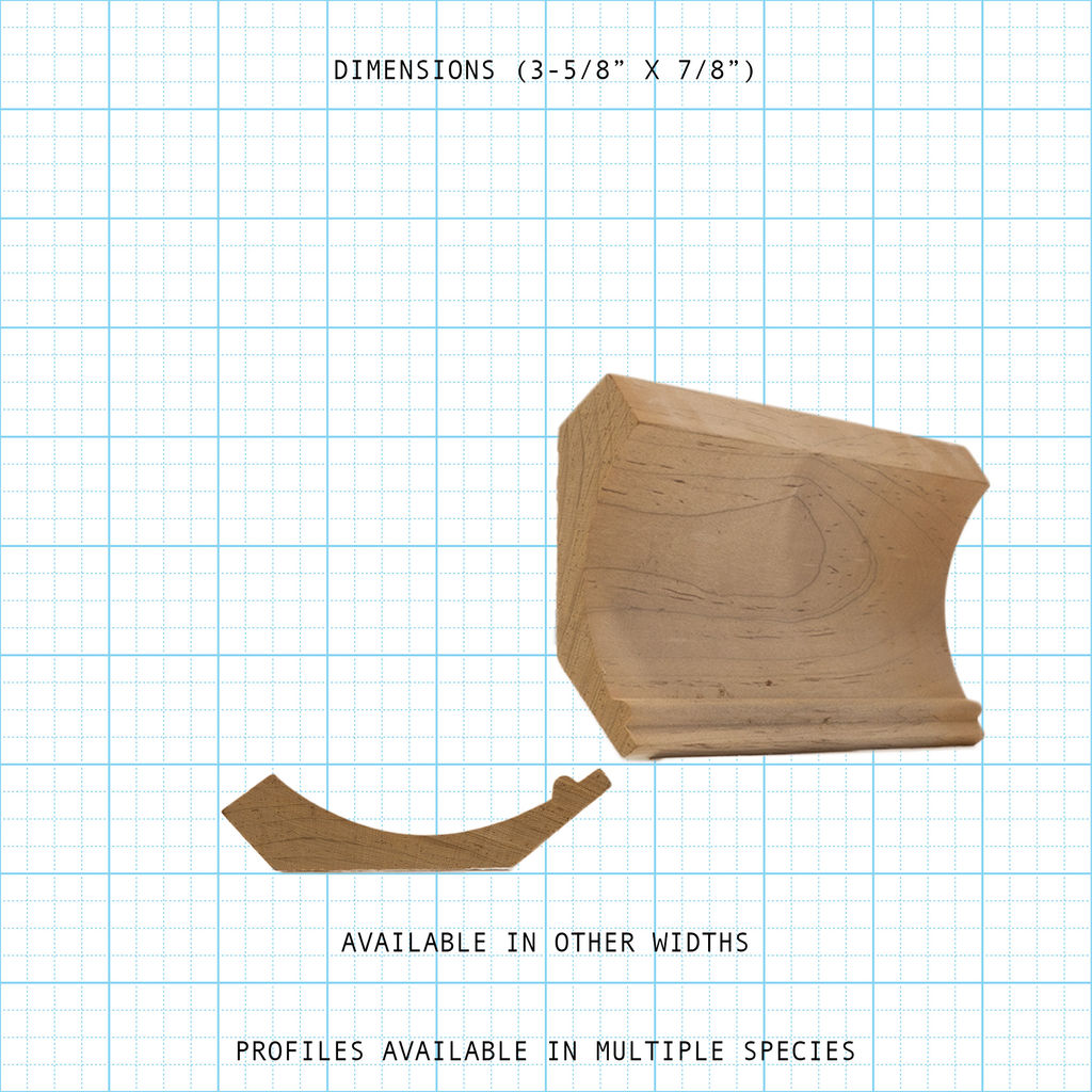 Crown-C-50: Crown wood molding profile diagram, 3-5/8" x 7/8" dimensions.