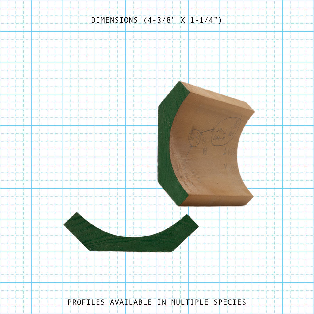 Crown wood molding profile diagram, 4-3/8" x 1-1/4" dimensions.