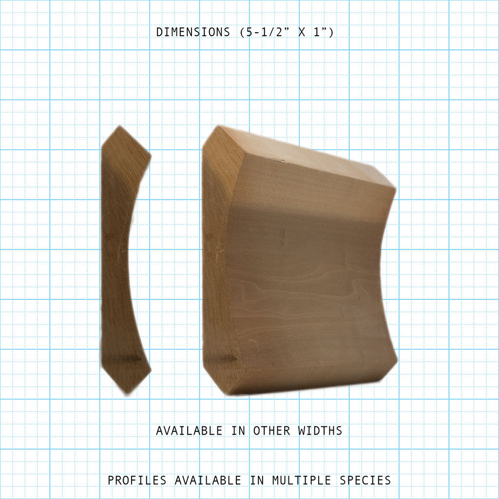 Crown wood molding profile diagram, 5-1/2" x 1" dimensions.
