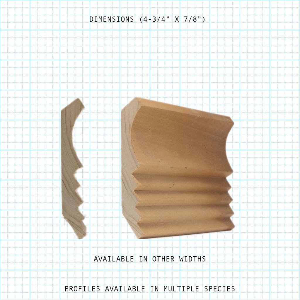 Crown wood molding profile diagram, 4-3/16" x 7/8" dimensions.