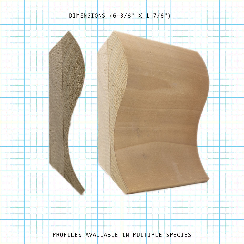 Crown wood molding profile diagram, 6-3/8" x 1-7/8" dimensions.