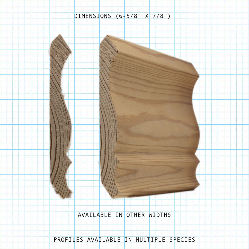 Crown wood molding profile diagram, 6-5/8" x 7/8" dimensions.