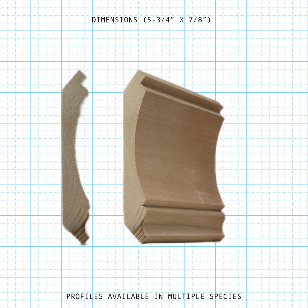 Crown wood molding profile diagram, 5-3/4" x 7/8" dimensions.