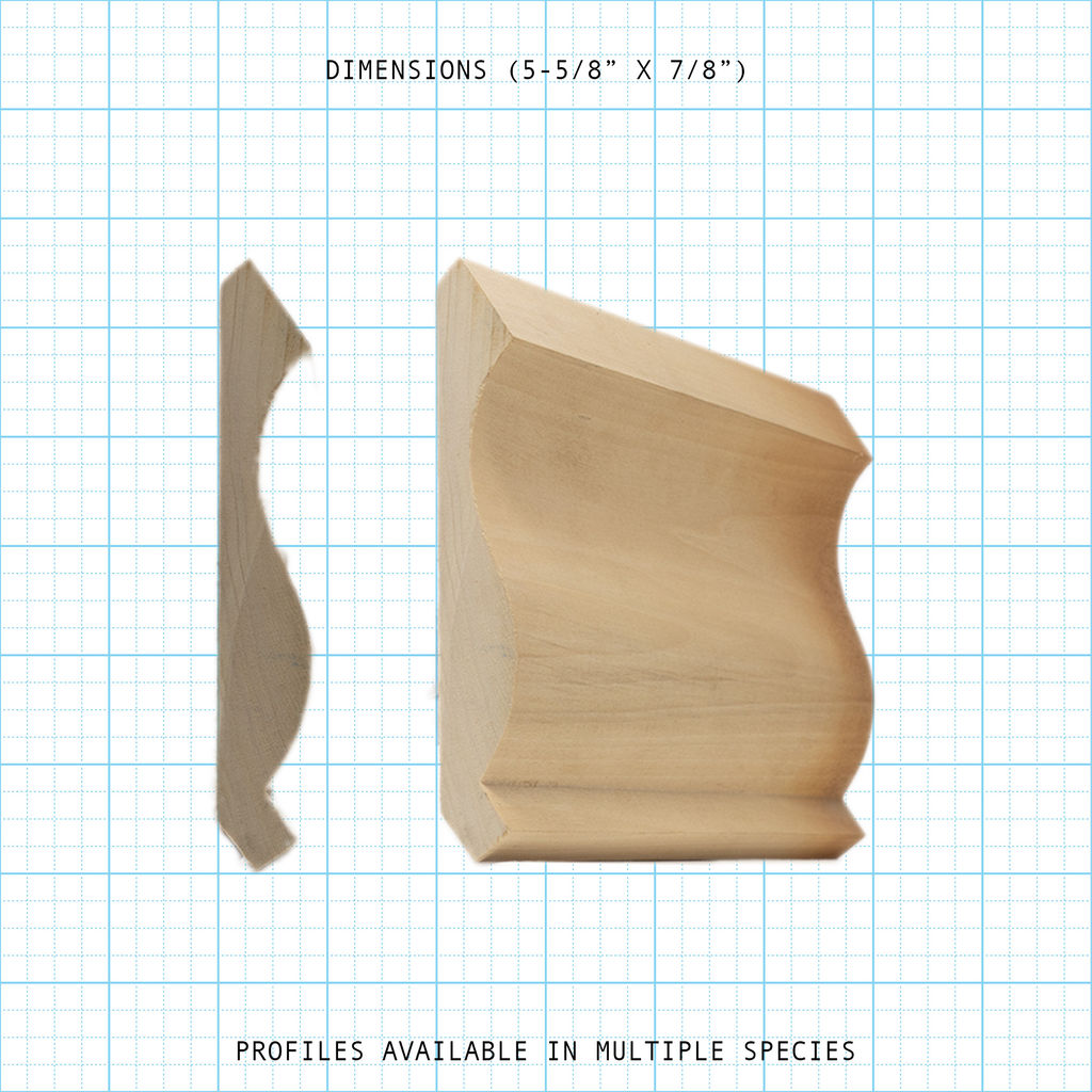 Crown wood molding profile diagram, 5-7/8" x 7/8" dimensions.