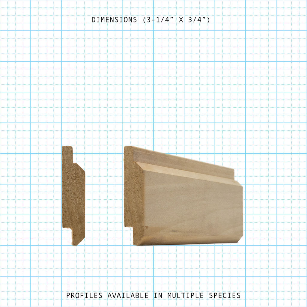 Exterior paneling molding profile diagram, 3-1/4" x 3/4" dimensions.