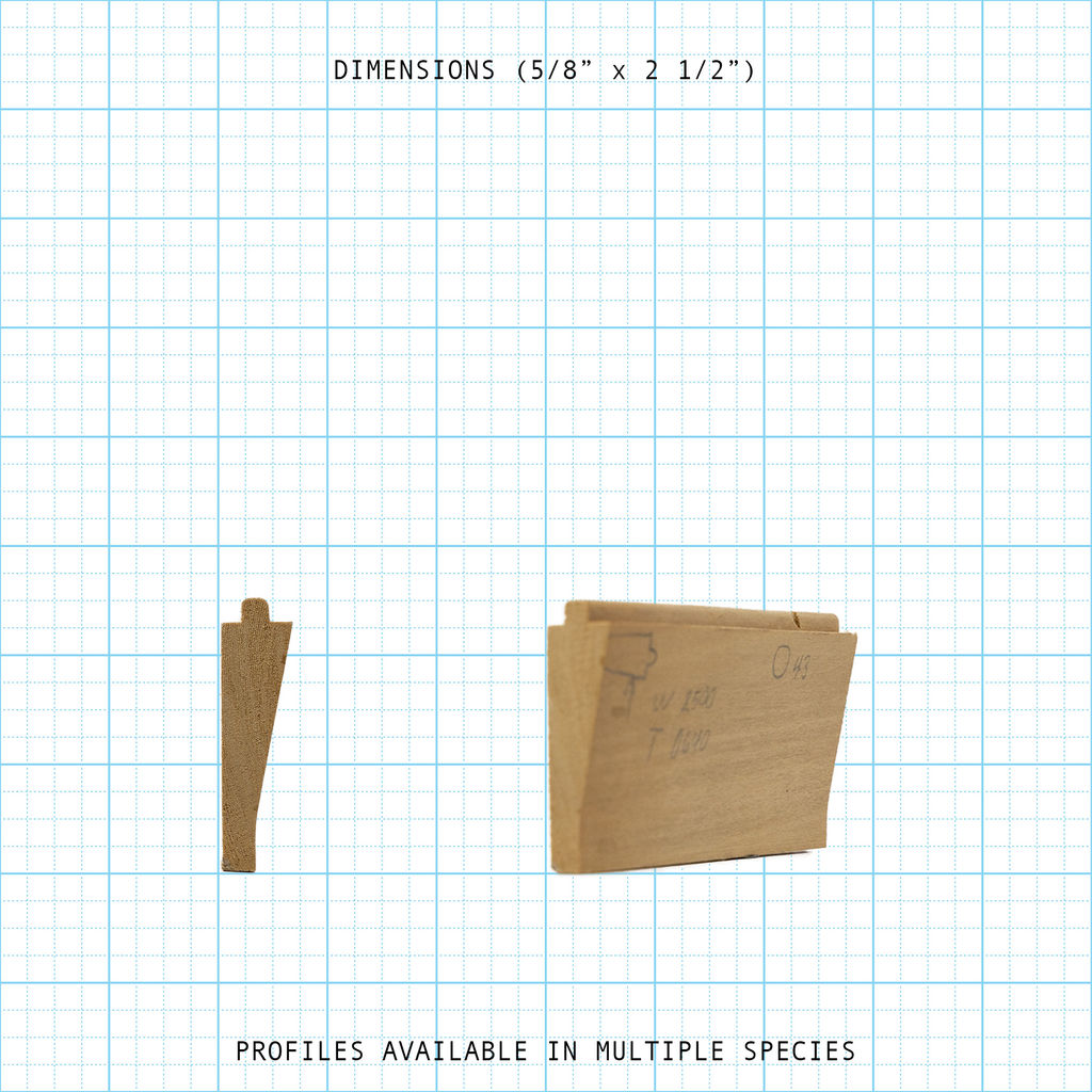 Exterior paneling molding profile diagram, 5/8" x 2-1/2" dimensions.