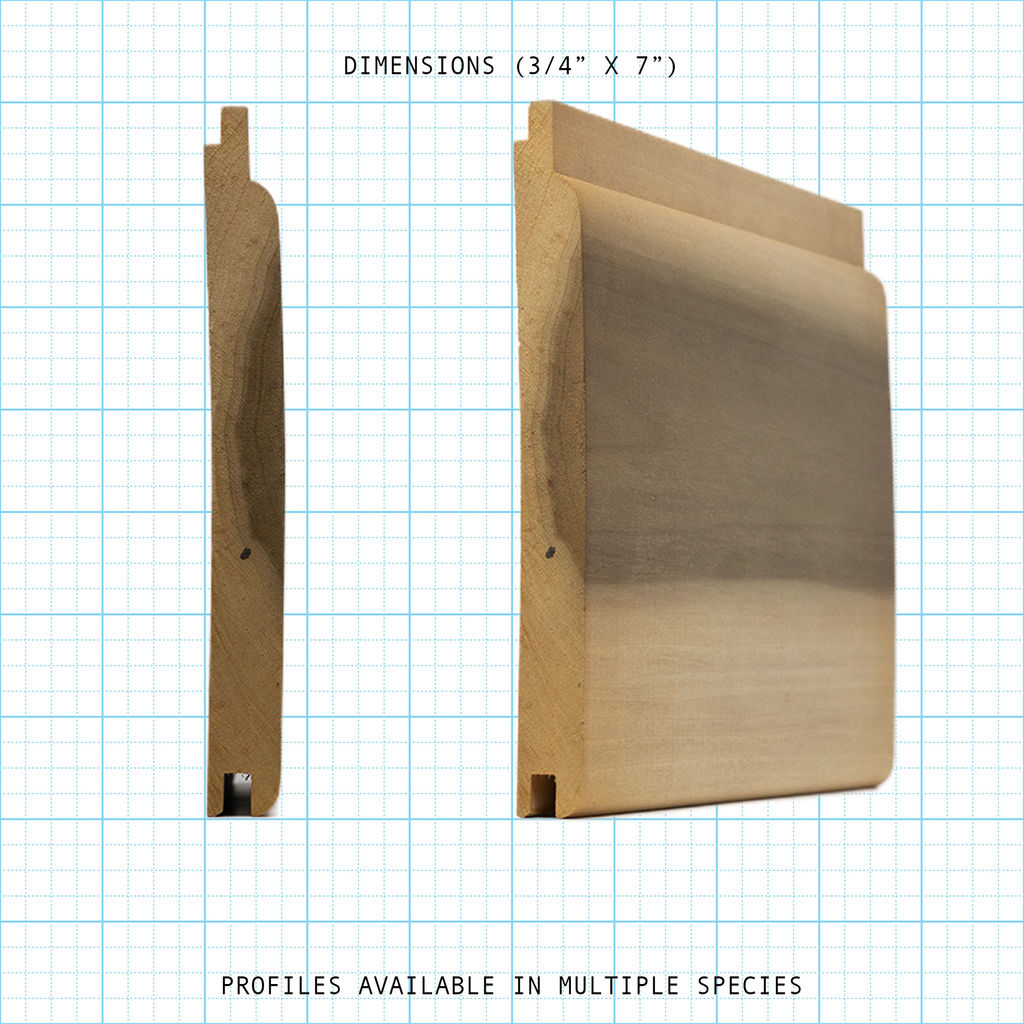 Exterior paneling molding profile diagram, 3/4" x 7" dimensions.