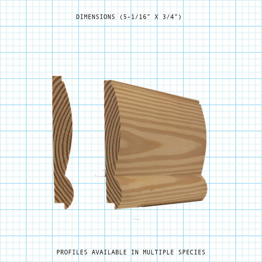 Exterior paneling molding profile diagram, 5-1/16" x 3/4" dimensions.