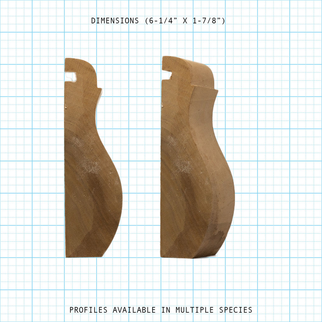 Exterior paneling molding profile diagram, 6-1/4" x 1-7/8" dimensions.