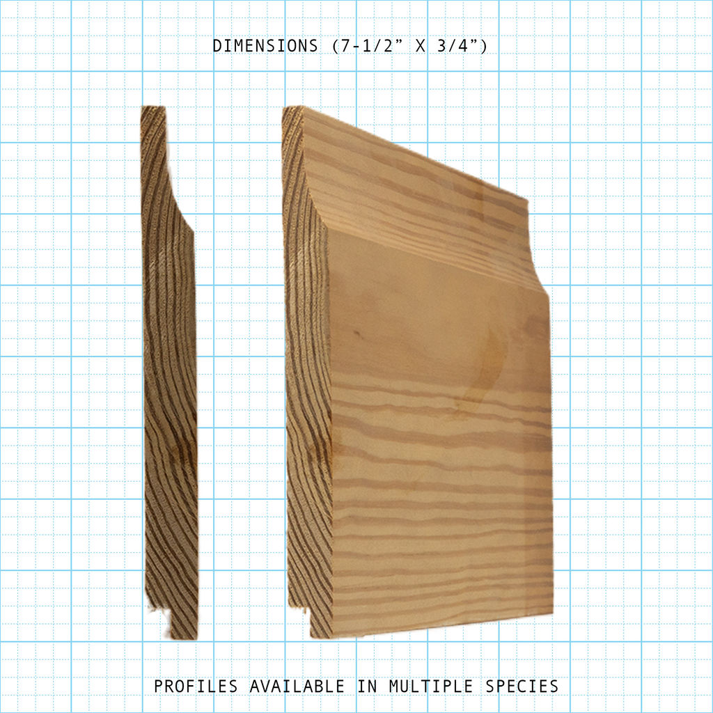 Exterior paneling molding profile diagram, 7-1/2" x 3/4" dimensions.