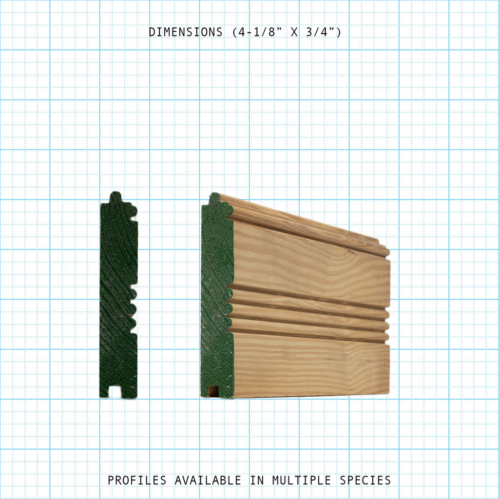 Paneling wainscot molding profile, 4-1/8" x 3/4" dimensions.