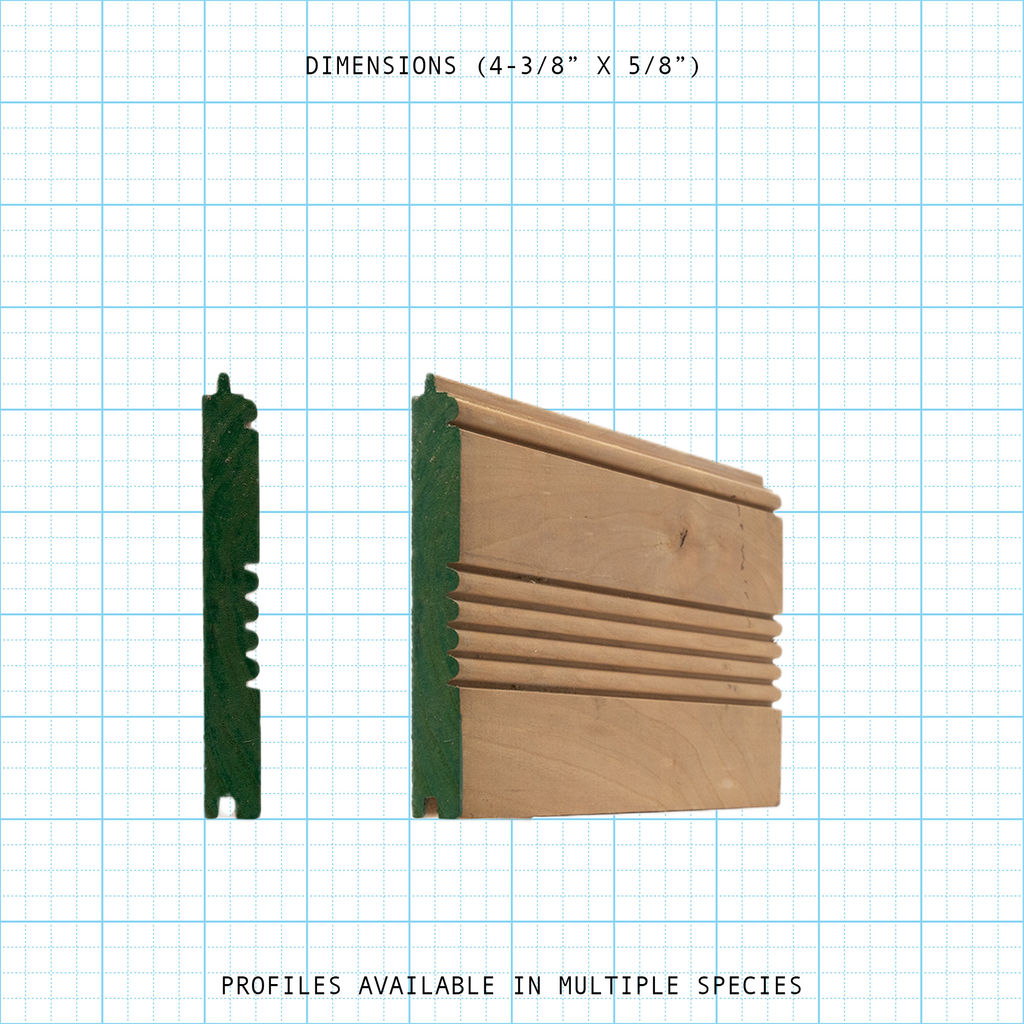Paneling wainscot molding profile diagram, 4-3/8" x 5/8" dimensions.