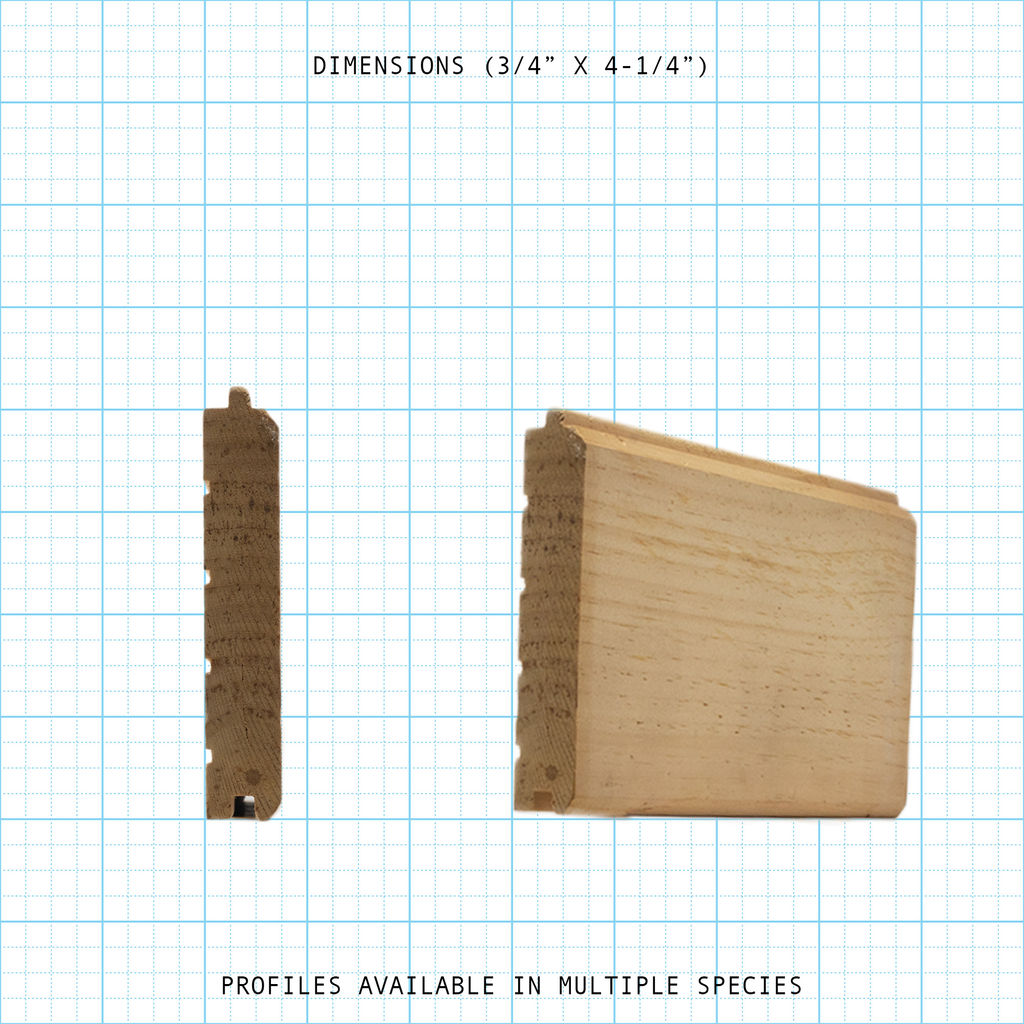 Paneling wainscot molding profile diagram, 3/4" x 4-1/4" dimensions.