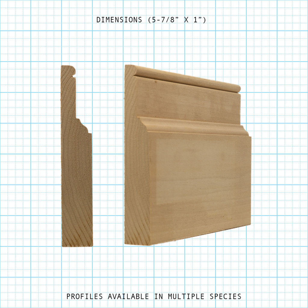Paneling wainscot molding profile diagram, 5-7/8" x 1" dimensions.
