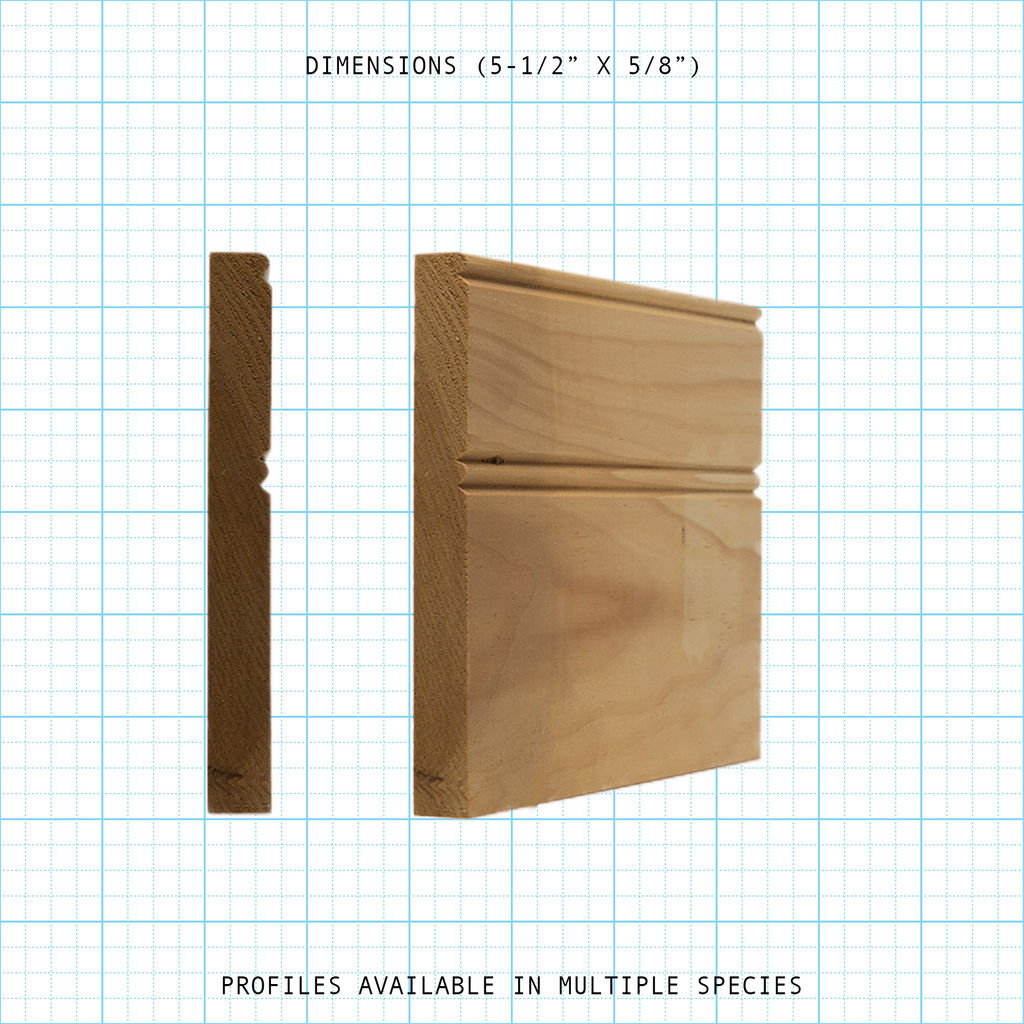 Paneling wainscot molding profile diagram, 5-1/2" x 5/8" dimensions.